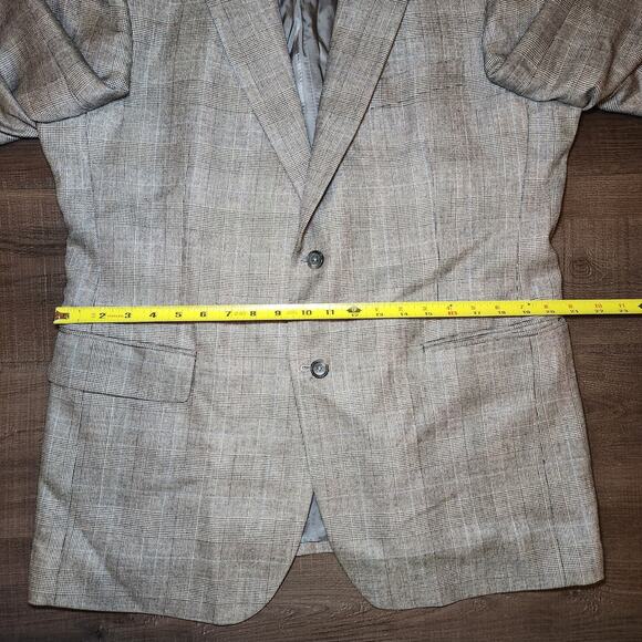 JOS A BANK Mens Sport Coat Blazer 43R Gray Silk Camelhair Hondstooth Check - Picture 13 of 16